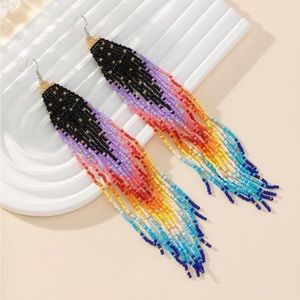 Multicolor Beaded tassel Earring